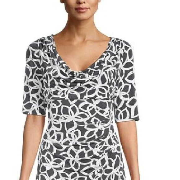 Size 12 ANNE KLEIN VALENTINA GRAY PRINTED SHEATH DRESS Day/Evening Spring Summer - Picture 2 of 6